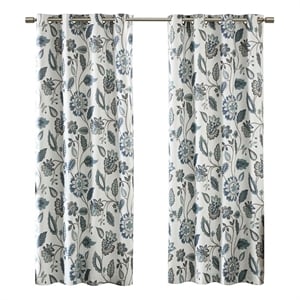 Pemberly Row Contemporary Jacquard Printed Room Darkening Panel in Aqua