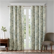 Pemberly Row Contemporary Fabric Printed Botanical Blackout Panel in Aqua
