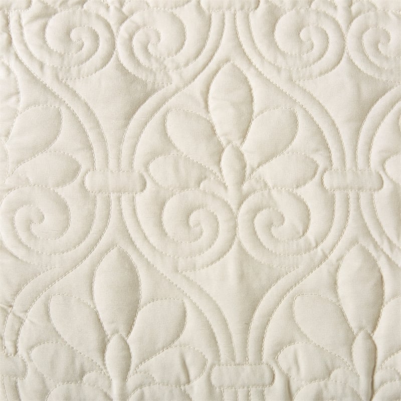 Pemberly Row Contemporary 3-Piece Fabric Fitted Bedspread Set in Cream