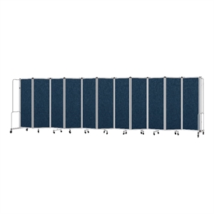 Pemberly Row Room Divider 6' Height 11 Sections Blue Panels and Gray Frame
