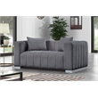 Pemberly Row 2-Piece Living Room Furniture Velvet Sofa+Loveseat Set-Gray