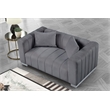Pemberly Row 2-Piece Living Room Furniture Velvet Sofa+Loveseat Set-Gray