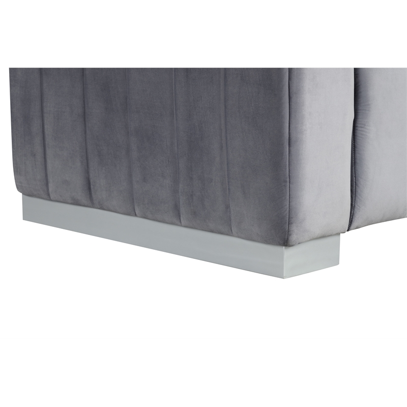 Pemberly Row 3-PC Living Room Furniture Velvet Fabric Sofa+2-Armchairs Set-Gray