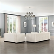 Pemberly Row 2-Piece Living Room Furniture Velvet Fabric Sofa+Loveseat Set-Beige
