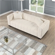 Pemberly Row 2-Piece Living Room Furniture Velvet Fabric Sofa+Loveseat Set-Beige