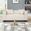 Pemberly Row 2-Piece Living Room Furniture Velvet Fabric Sofa+Loveseat Set-Beige