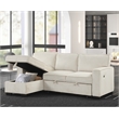 Pemberly Row Reversible Storage Chaise Sleeper Corduroy Fabric Sofa - Beige