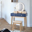 Pemberly Row Vanity Makeup Table Touch Screen 3 Lighting Modes Navy