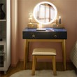 Pemberly Row Vanity Makeup Table Touch Screen 3 Lighting Modes Navy