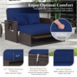 Pemberly Row Contemporary Patio Rattan Daybed Lounge in Navy