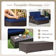 Pemberly Row Contemporary Patio Rattan Daybed Lounge in Navy