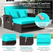 Pemberly Row Contemporary Patio Rattan Daybed Lounge in Turquoise