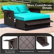 Pemberly Row Contemporary Patio Rattan Daybed Lounge in Turquoise