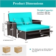 Pemberly Row Contemporary Patio Rattan Daybed Lounge in Turquoise