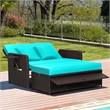 Pemberly Row Contemporary Patio Rattan Daybed Lounge in Turquoise