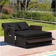 Pemberly Row Contemporary Patio Rattan Daybed Lounge in Black