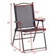 Pemberly Row Set of 2 Patio Steel Folding Sling Back Chairs in Black