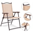 Pemberly Row Set of 2 Patio Steel Folding Sling Back Chairs in Yellow