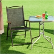Pemberly Row Set of 2 Patio Steel Folding Sling Back Chairs in Gray