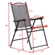 Pemberly Row Set of 2 Patio Steel Folding Sling Back Chairs in Gray