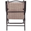 Pemberly Row Set of 2 Patio Steel Folding Sling Back Chairs in Brown