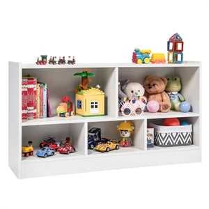 Pemberly Row Contemporary Kids 2-Shelf Wood Bookcase 5-Cube in White