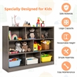 Pemberly Row Contemporary 3-tier Open Bookcase 8-Cube in Gray