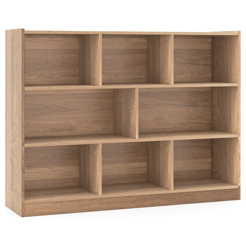 Pemberly Row Contemporary 3-tier Open Bookcase 8-Cube in Natural