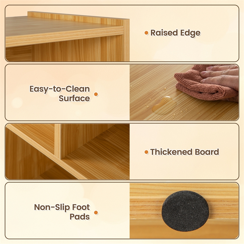 Pemberly Row Contemporary 3-tier Open Bookcase 8-Cube in Yellow