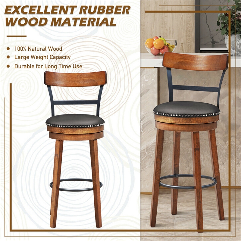 Pemberly Row Set of 2 BarStool 30.5'' Swivel Pub Height Dining Chair