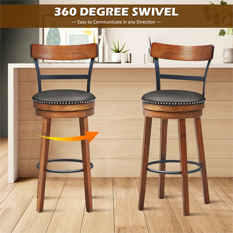 Pemberly Row Set of 2 BarStool 30.5'' Swivel Pub Height Dining Chair