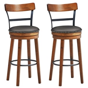 Pemberly Row Set of 2 BarStool 30.5'' Swivel Pub Height Dining Chair