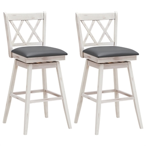 Pemberly Row Set of 2 Barstools Swivel Counter Height Chairs in White