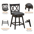 Pemberly Row Set of 2 Barstools Swivel Counter Height Chairs in Black