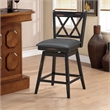 Pemberly Row Set of 2 Barstools Swivel Counter Height Chairs in Black