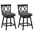 Pemberly Row Set of 2 Barstools Swivel Counter Height Chairs in Black
