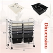 Pemberly Row 12 Drawers Rolling Cart Mutlicolor Studio Organizer Bins in Gray