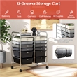 Pemberly Row 12 Drawers Rolling Cart Mutlicolor Studio Organizer Bins in Gray