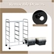 Pemberly Row 10-Drawer Storage Cart Utility Rolling Trolley in Gray