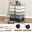 Pemberly Row 10-Drawer Storage Cart Utility Rolling Trolley in Gray