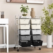Pemberly Row 10-Drawer Storage Cart Utility Rolling Trolley in Gray