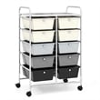 Pemberly Row 10-Drawer Storage Cart Utility Rolling Trolley in Gray