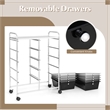 Pemberly Row 10-Drawer Storage Cart Utility Rolling Trolley in Black