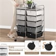 Pemberly Row 10-Drawer Storage Cart Utility Rolling Trolley in Black