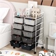 Pemberly Row 10-Drawer Storage Cart Utility Rolling Trolley in Black