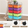 Pemberly Row 10-Drawer Plastic Storage Cart Utility Rolling Trolley - Multicolor