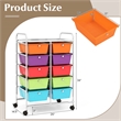 Pemberly Row 10-Drawer Plastic Storage Cart Utility Rolling Trolley - Multicolor