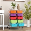 Pemberly Row 10-Drawer Plastic Storage Cart Utility Rolling Trolley - Multicolor