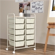 Pemberly Row 10-Drawer Storage Cart Utility Rolling Trolley in White