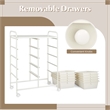 Pemberly Row 10-Drawer Storage Cart Utility Rolling Trolley in White